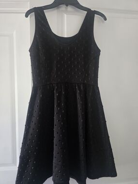 Bar III Black Textured Sleeveless Fit & Flare Mini Dress